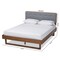 Baxton Studio Natalia Dark Grey Upholstered and Walnut Wood Queen Size Platform Bed 167-9411-9438 - alternate 2